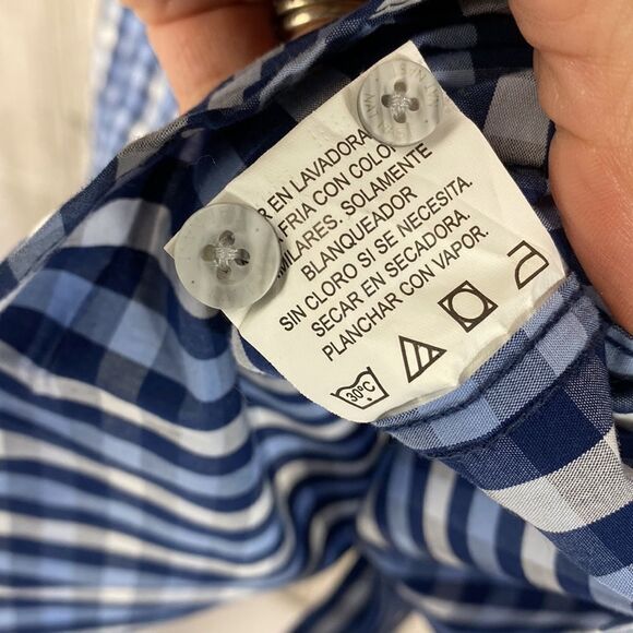 Nat Nast Luxury Long Sleeve Button Down Shirt Blue White Plaid Size M - Picture 10 of 11